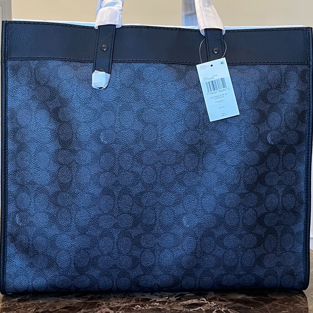 NWT Coach Field Tote 40 in Signature Canvas in Charcoal